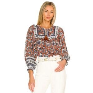 Revolve Cleobella Amy Blouse Tassel Puff Long Sleeve Floral Peasant Top